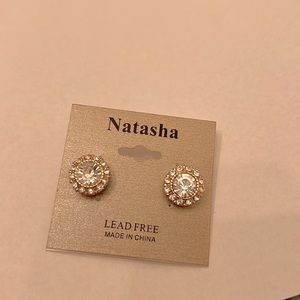 Natasha gold tone round crystal earrings